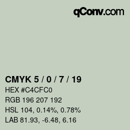 カラーコード: CMYK 5 / 0 / 7 / 19 | qconv.com