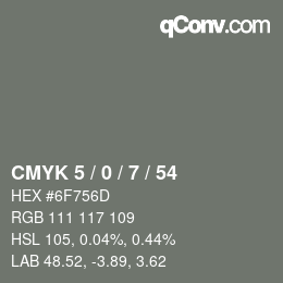 Color code: CMYK 5 / 0 / 7 / 54 | qconv.com