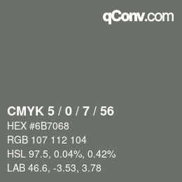 颜色代码: CMYK 5 / 0 / 7 / 56 | qconv.com