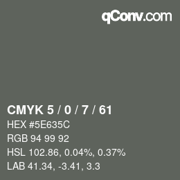 Color code: CMYK 5 / 0 / 7 / 61 | qconv.com