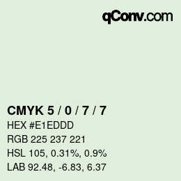 カラーコード: CMYK 5 / 0 / 7 / 7 | qconv.com