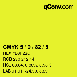Farbcode: CMYK 5 / 0 / 82 / 5 | qconv.com