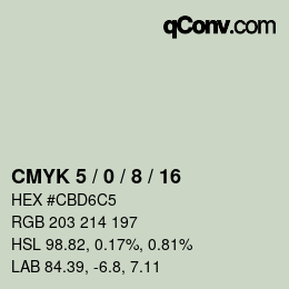 Farbcode: CMYK 5 / 0 / 8 / 16 | qconv.com