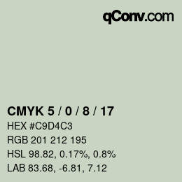 カラーコード: CMYK 5 / 0 / 8 / 17 | qconv.com