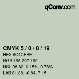 カラーコード: CMYK 5 / 0 / 8 / 19 | qconv.com