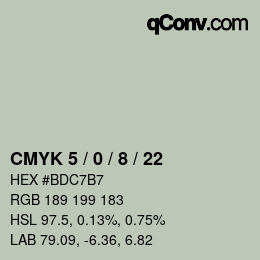 Farbcode: CMYK 5 / 0 / 8 / 22 | qconv.com