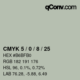 颜色代码: CMYK 5 / 0 / 8 / 25 | qconv.com