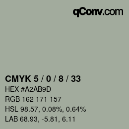 カラーコード: CMYK 5 / 0 / 8 / 33 | qconv.com