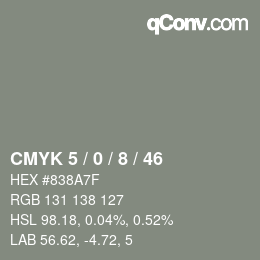 颜色代码: CMYK 5 / 0 / 8 / 46 | qconv.com