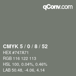 カラーコード: CMYK 5 / 0 / 8 / 52 | qconv.com