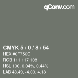 カラーコード: CMYK 5 / 0 / 8 / 54 | qconv.com