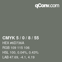 カラーコード: CMYK 5 / 0 / 8 / 55 | qconv.com