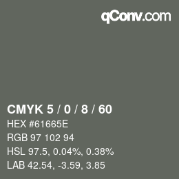 カラーコード: CMYK 5 / 0 / 8 / 60 | qconv.com