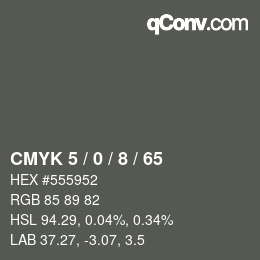 Farbcode: CMYK 5 / 0 / 8 / 65 | qconv.com