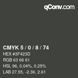颜色代码: CMYK 5 / 0 / 8 / 74 | qconv.com