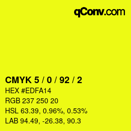 颜色代码: CMYK 5 / 0 / 92 / 2 | qconv.com