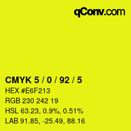 颜色代码: CMYK 5 / 0 / 92 / 5 | qconv.com