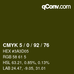 颜色代码: CMYK 5 / 0 / 92 / 76 | qconv.com