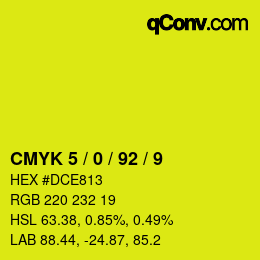 カラーコード: CMYK 5 / 0 / 92 / 9 | qconv.com