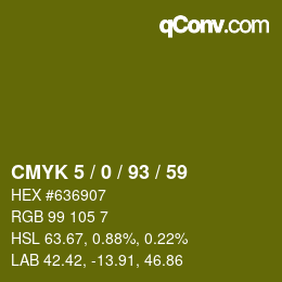 カラーコード: CMYK 5 / 0 / 93 / 59 | qconv.com
