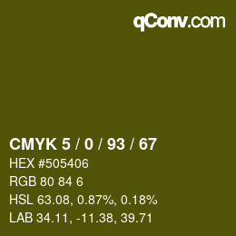 カラーコード: CMYK 5 / 0 / 93 / 67 | qconv.com