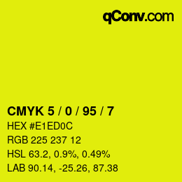 カラーコード: CMYK 5 / 0 / 95 / 7 | qconv.com