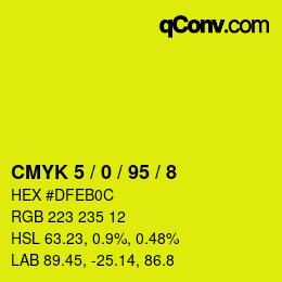 カラーコード: CMYK 5 / 0 / 95 / 8 | qconv.com