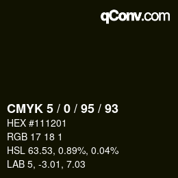 颜色代码: CMYK 5 / 0 / 95 / 93 | qconv.com