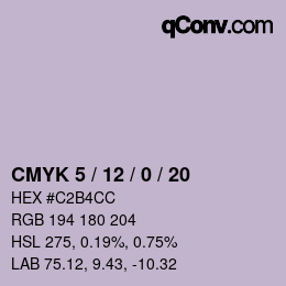 カラーコード: CMYK 5 / 12 / 0 / 20 | qconv.com