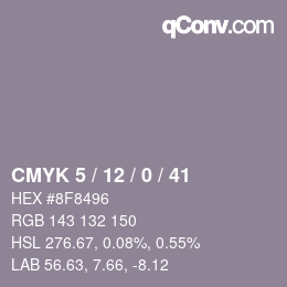 Color code: CMYK 5 / 12 / 0 / 41 | qconv.com