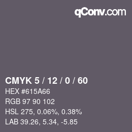 カラーコード: CMYK 5 / 12 / 0 / 60 | qconv.com
