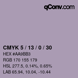 Farbcode: CMYK 5 / 13 / 0 / 30 | qconv.com