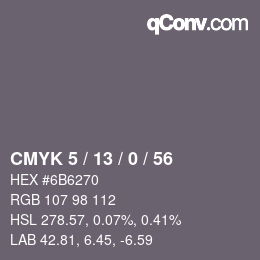 Farbcode: CMYK 5 / 13 / 0 / 56 | qconv.com