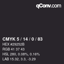 Color code: CMYK 5 / 14 / 0 / 83 | qconv.com