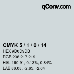 颜色代码: CMYK 5 / 1 / 0 / 14 | qconv.com