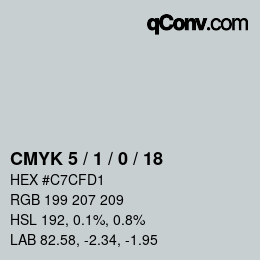 カラーコード: CMYK 5 / 1 / 0 / 18 | qconv.com