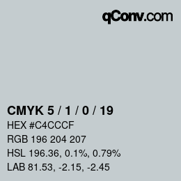 Farbcode: CMYK 5 / 1 / 0 / 19 | qconv.com