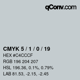 Color code: CMYK 5 / 1 / 0 / 19 | qconv.com