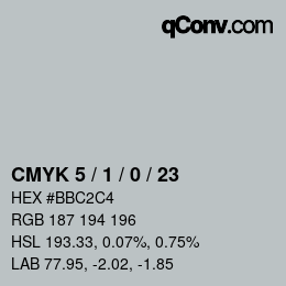 颜色代码: CMYK 5 / 1 / 0 / 23 | qconv.com