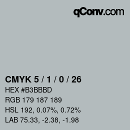 Farbcode: CMYK 5 / 1 / 0 / 26 | qconv.com
