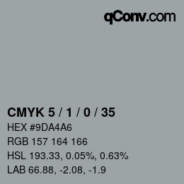 カラーコード: CMYK 5 / 1 / 0 / 35 | qconv.com