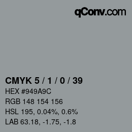 颜色代码: CMYK 5 / 1 / 0 / 39 | qconv.com