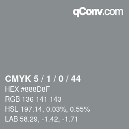 颜色代码: CMYK 5 / 1 / 0 / 44 | qconv.com