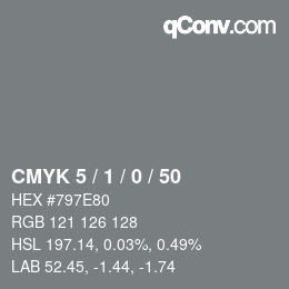 Código de color: CMYK 5 / 1 / 0 / 50 | qconv.com