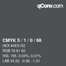 カラーコード: CMYK 5 / 1 / 0 / 68 | qconv.com