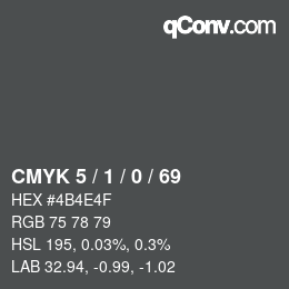 カラーコード: CMYK 5 / 1 / 0 / 69 | qconv.com