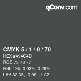 颜色代码: CMYK 5 / 1 / 0 / 70 | qconv.com