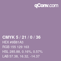 Farbcode: CMYK 5 / 21 / 0 / 36 | qconv.com