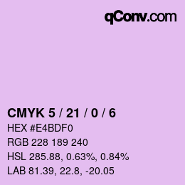 颜色代码: CMYK 5 / 21 / 0 / 6 | qconv.com