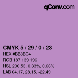Farbcode: CMYK 5 / 29 / 0 / 23 | qconv.com
